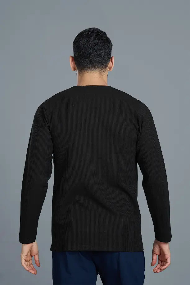 BOOST ROUND NECK FULL SLEEVE T SHIRT - BLACK