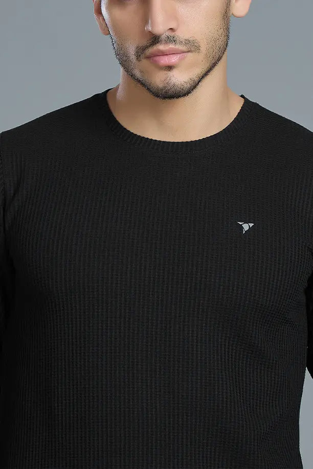 BOOST ROUND NECK FULL SLEEVE T SHIRT - BLACK