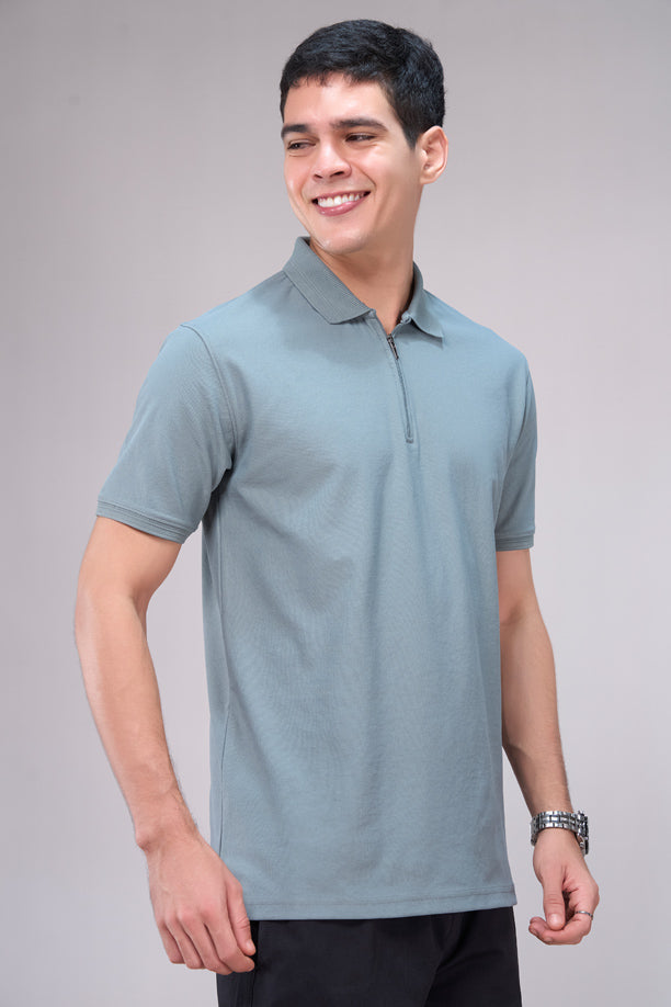 Men Cotton Blend Regular Fit Polo T-Shirt with Edge