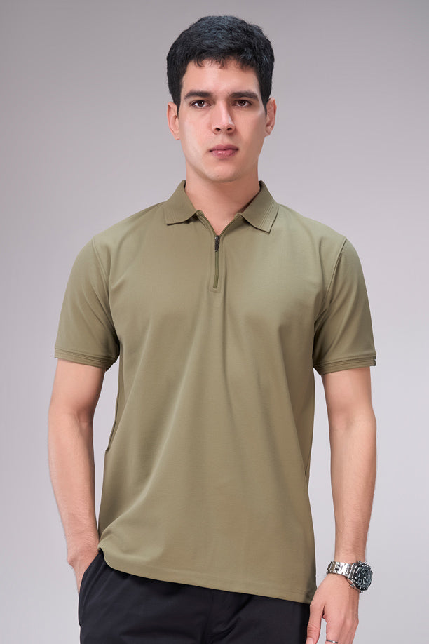 Men Cotton Blend Regular Fit Polo T-Shirt with Edge