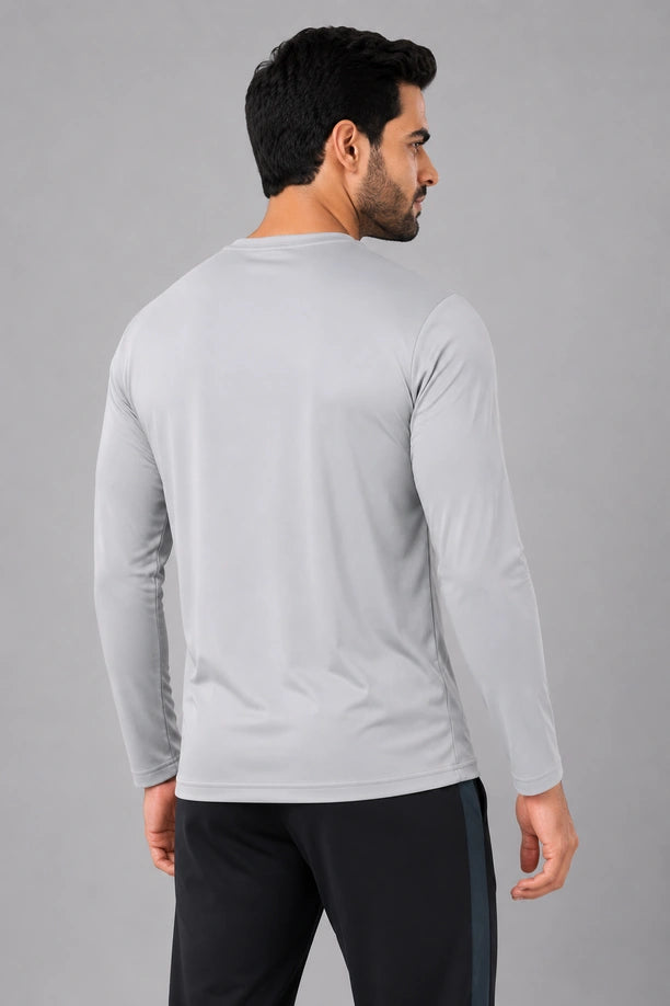 DRYFIT ROUND NECK FULL SLEEVE | LIGHT GREY