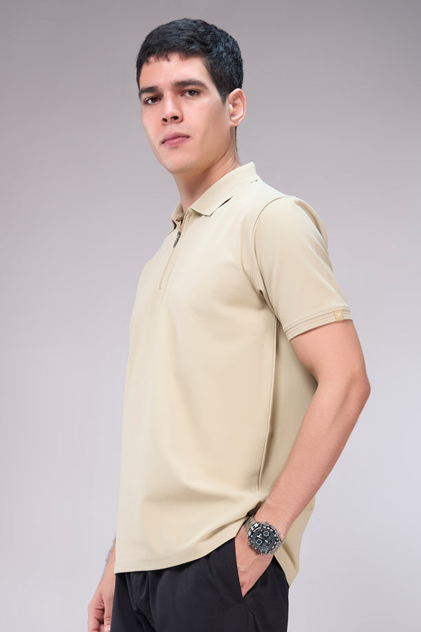 Men Cotton Blend Regular Fit Polo T-Shirt with Edge