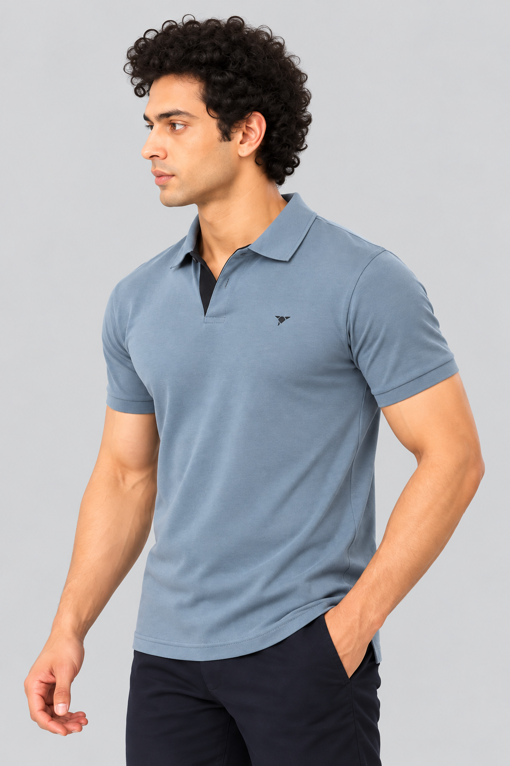 Men Slim Fit Polo T-Shirt with MATTY