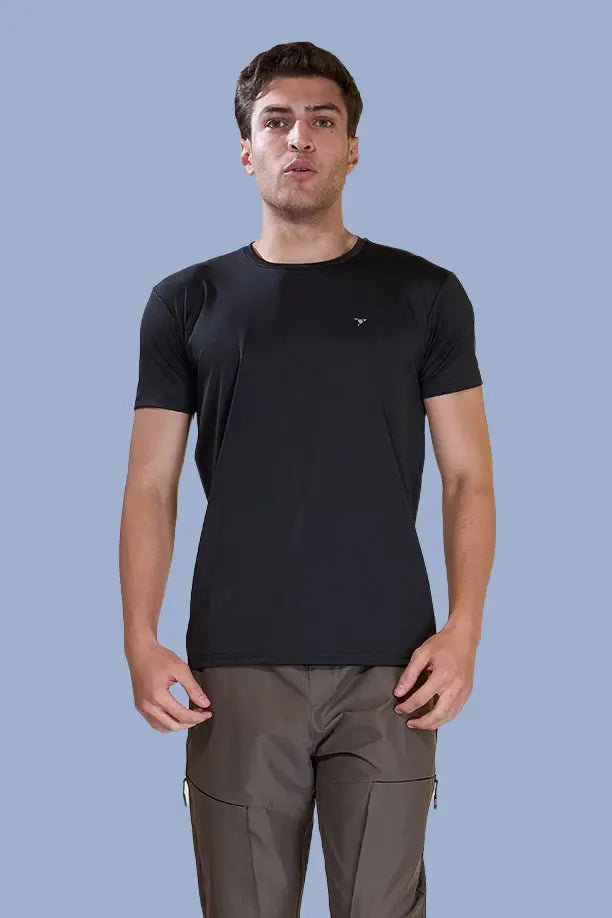 BUTTER LYCRA R-NECK T-SHIRT - BLACK