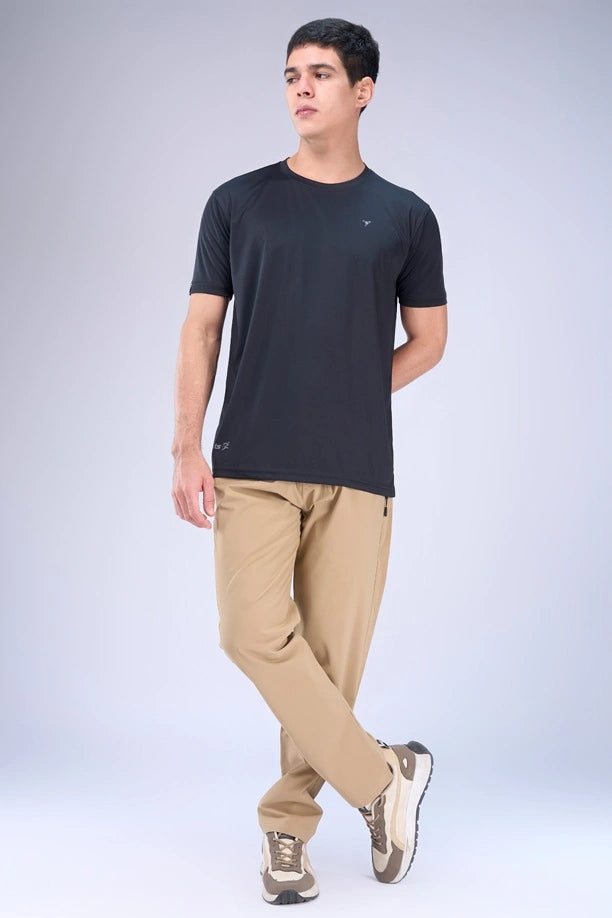 Men Solid Regular Fit Track Pants with Action