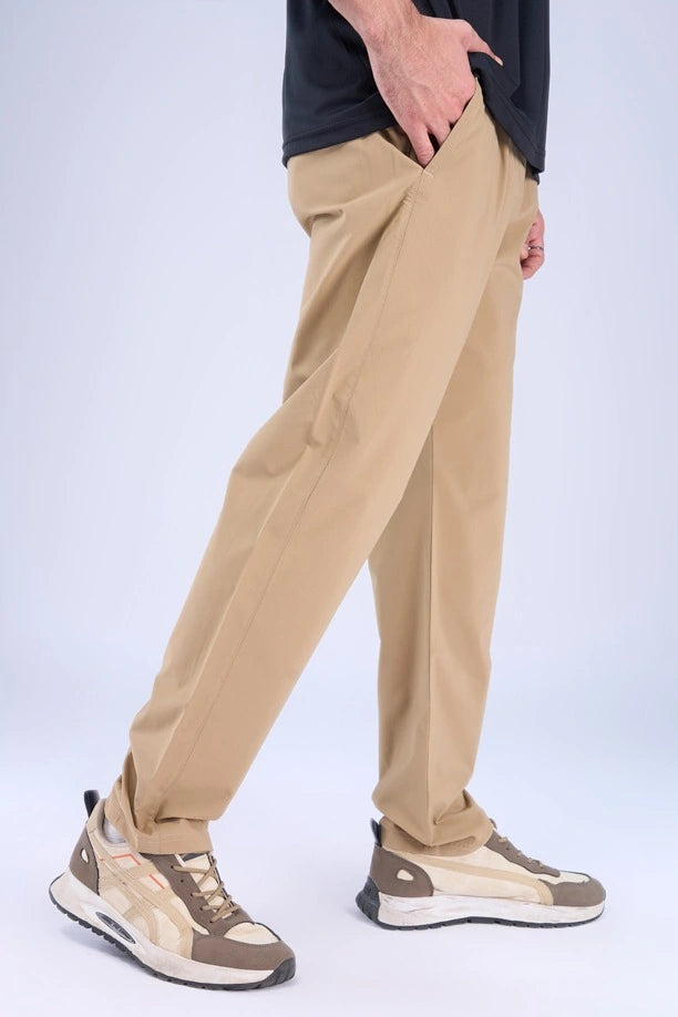 Men Solid Regular Fit Track Pants with Action