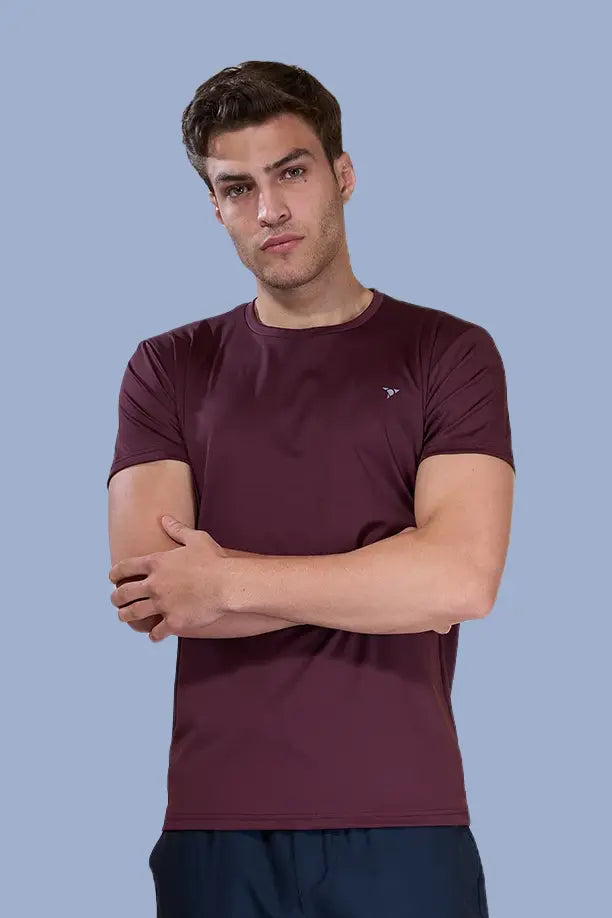 BUTTER LYCRA R-NECK T-SHIRT - MAROON