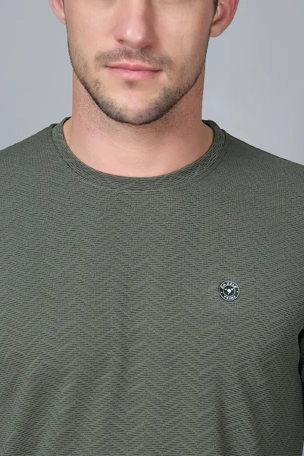 WAVE FULL SLEEVE TSHIRT- OLIVE GREEN