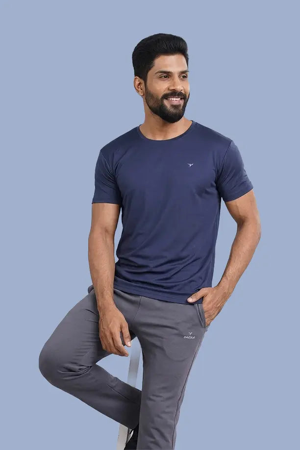 BUTTER LYCRA R-NECK T-SHIRT - AIR FORCE BLUE