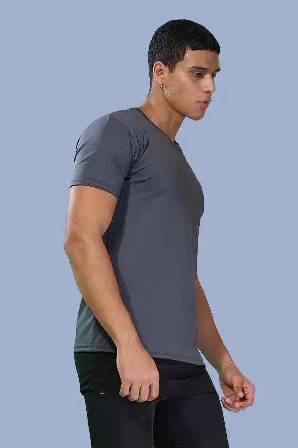 BUTTER LYCRA R-NECK T-SHIRT - DARK GREY