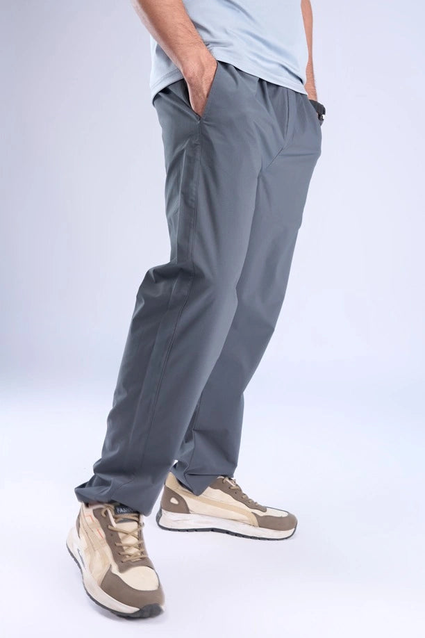 Men Solid Regular Fit Track Pants with Action