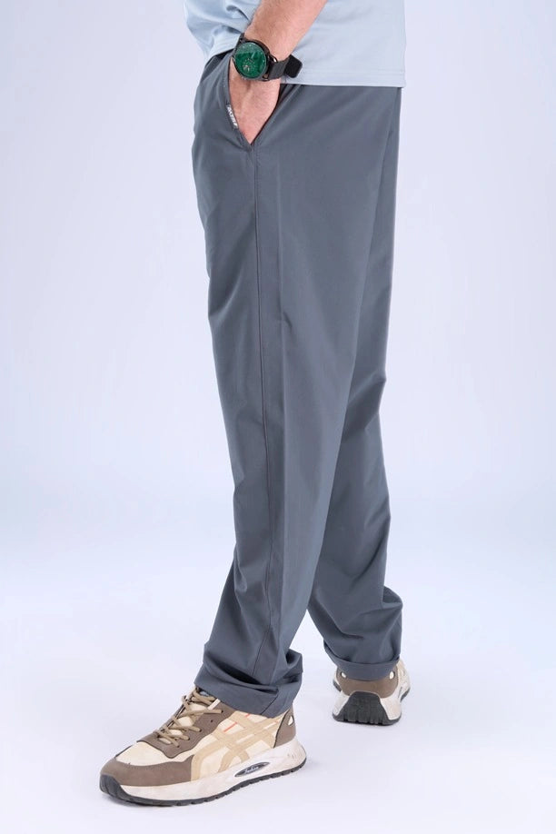 Men Solid Regular Fit Track Pants with Action