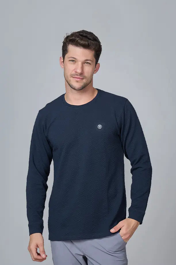 WAVE FULL SLEEVE TSHIRT- NAVY BLUE