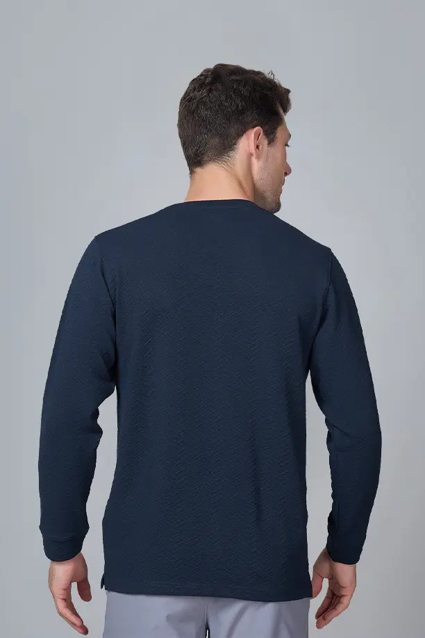 WAVE FULL SLEEVE TSHIRT- NAVY BLUE