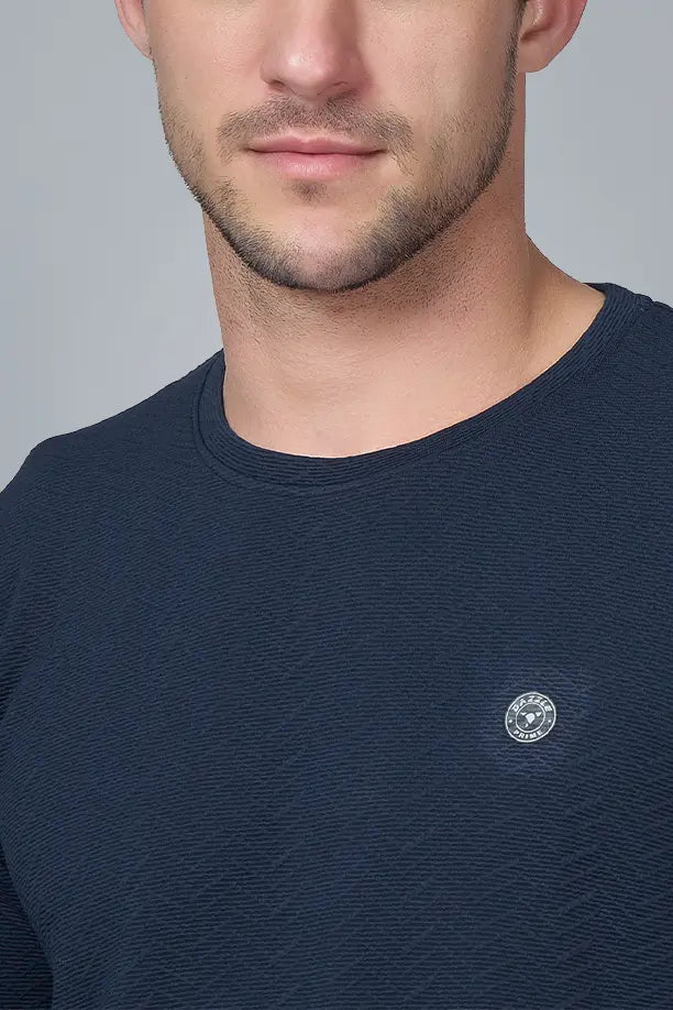 WAVE FULL SLEEVE TSHIRT- NAVY BLUE