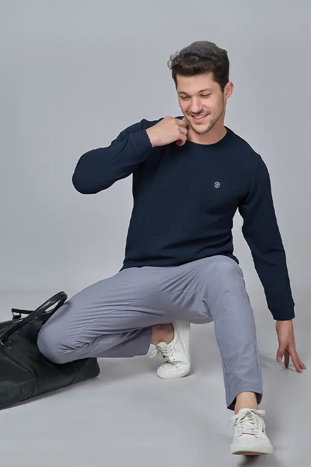 WAVE FULL SLEEVE TSHIRT- NAVY BLUE