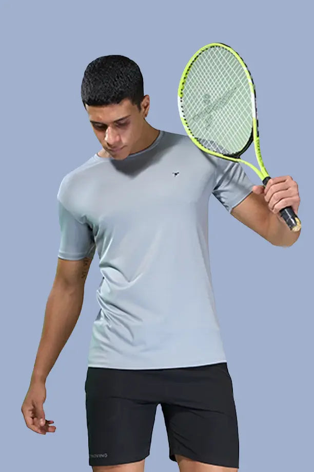 BUTTER LYCRA R-NECK T-SHIRT - LIGHT GREY