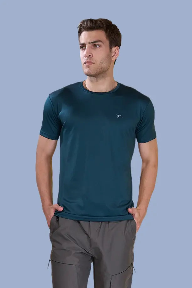 BUTTER LYCRA R-NECK T-SHIRT - BOTTLE GREEN