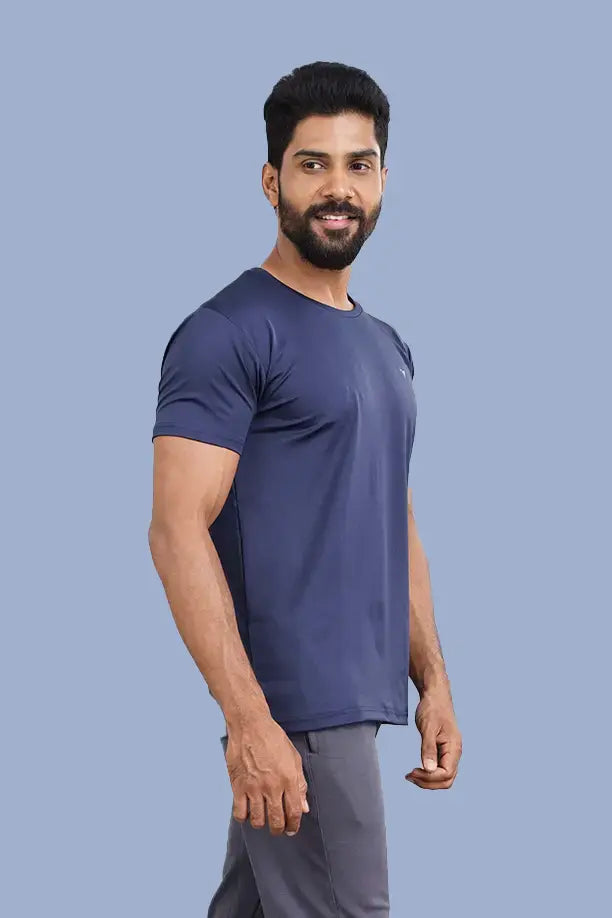 BUTTER LYCRA R-NECK T-SHIRT - AIR FORCE BLUE