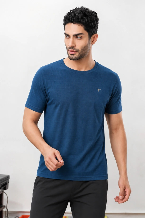 MILANGE ROUND NECK TEE | BLUE