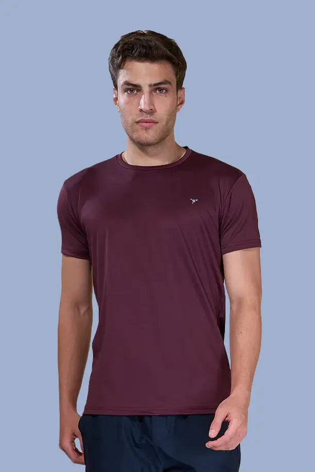 BUTTER LYCRA R-NECK T-SHIRT - MAROON