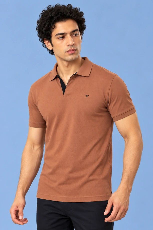 Men Slim Fit Polo T-Shirt with MATTY