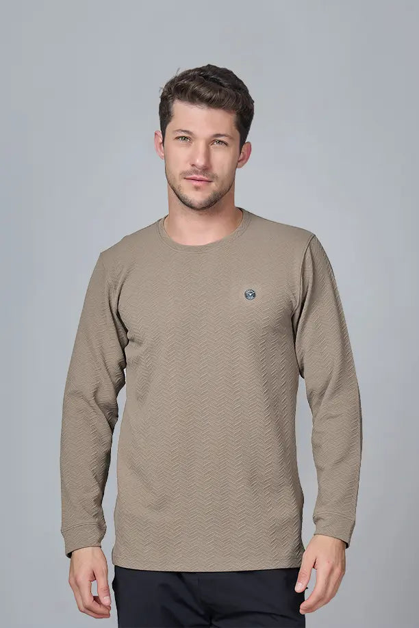 WAVE FULL SLEEVE TSHIRT- LIGHT BROWN
