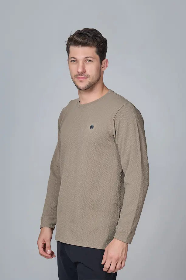 WAVE FULL SLEEVE TSHIRT- LIGHT BROWN