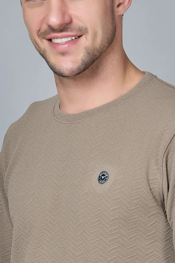 WAVE FULL SLEEVE TSHIRT- LIGHT BROWN