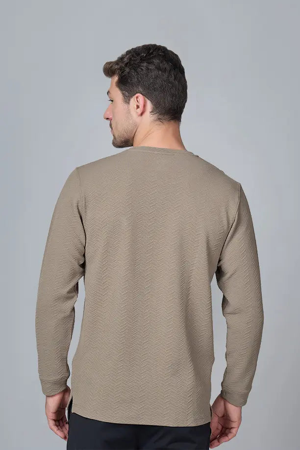 WAVE FULL SLEEVE TSHIRT- LIGHT BROWN