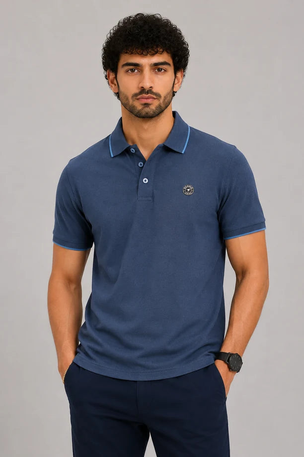 CLASSIC COTTON T-SHIRT - MELANGE BLUE