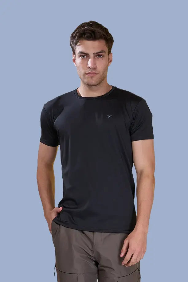 BUTTER LYCRA R-NECK T-SHIRT - BLACK