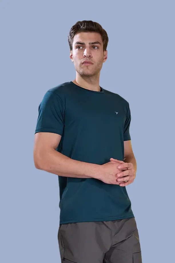 BUTTER LYCRA R-NECK T-SHIRT - BOTTLE GREEN