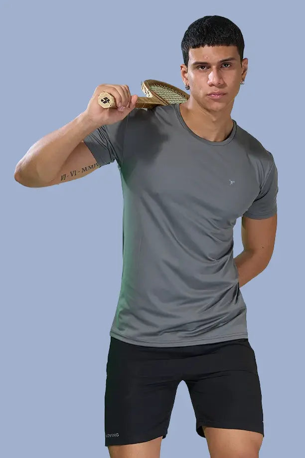 BUTTER LYCRA R-NECK T-SHIRT - ZACHO GREY