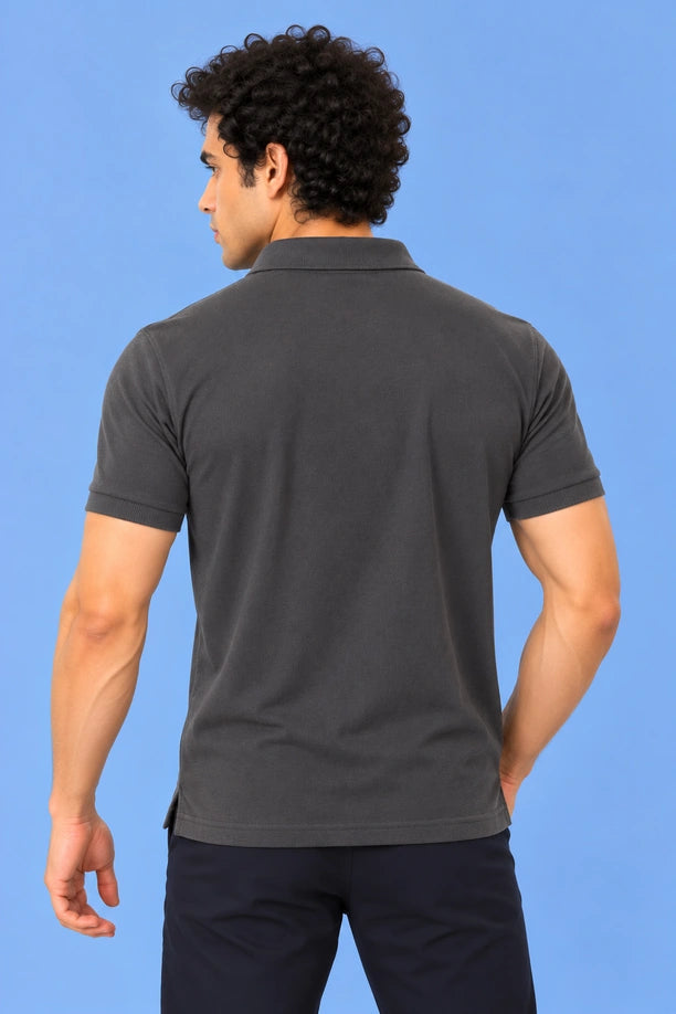 Men Slim Fit Polo T-Shirt with MATTY
