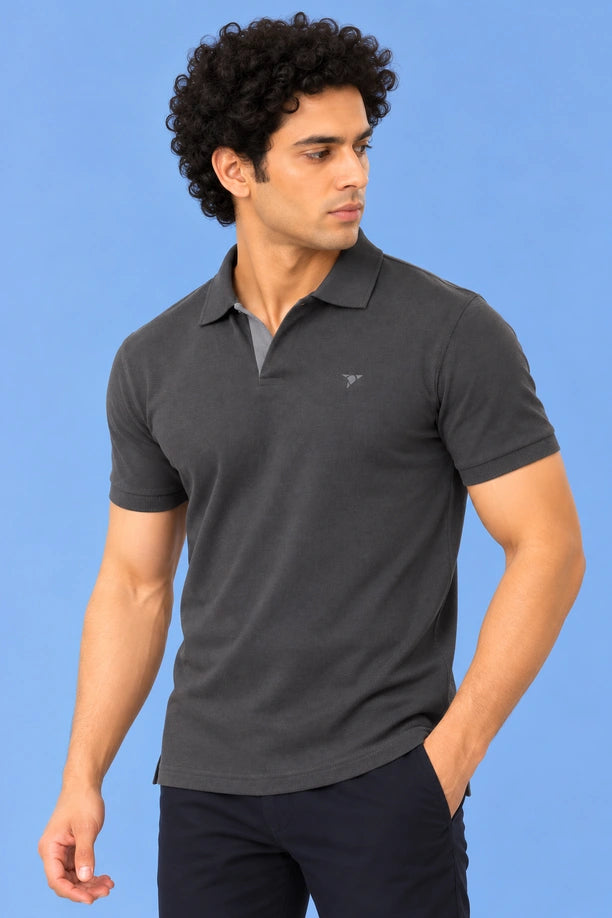 Men Slim Fit Polo T-Shirt with MATTY