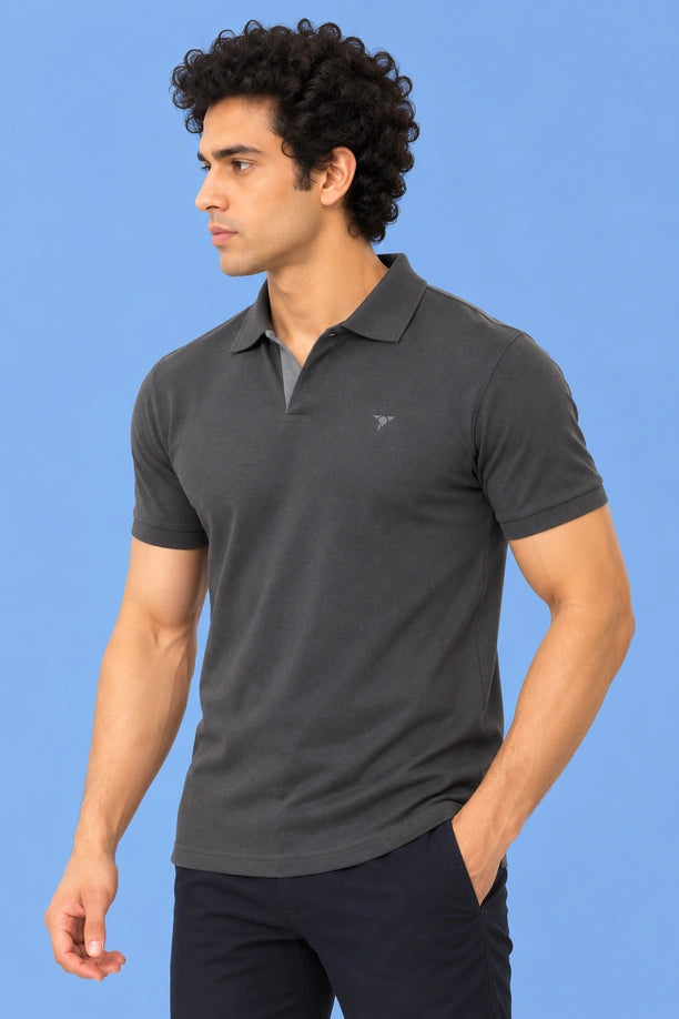 Men Slim Fit Polo T-Shirt with MATTY