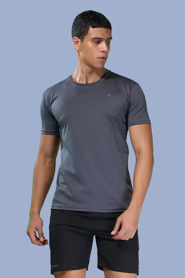 BUTTER LYCRA R-NECK T-SHIRT - DARK GREY
