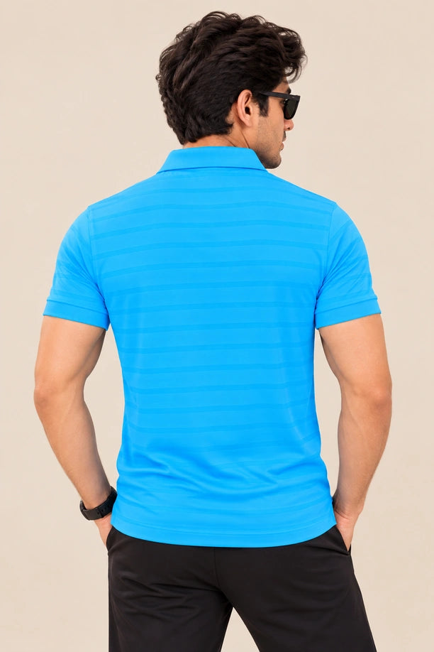 Men Striped Comfort Fit Polo T-shirt with CRAZY