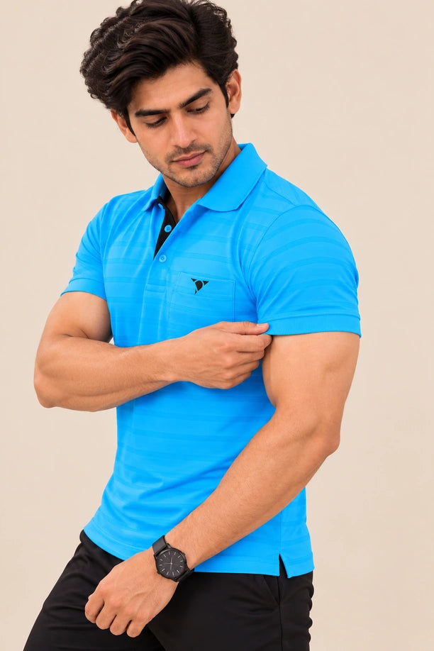 Men Striped Comfort Fit Polo T-shirt with CRAZY