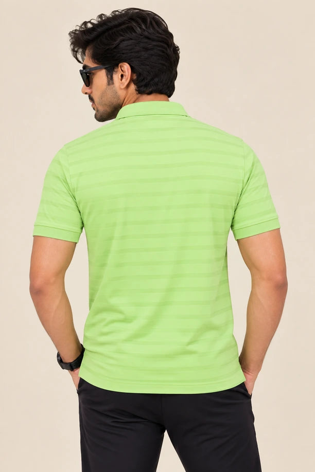 Men Striped Comfort Fit Polo T-shirt with CRAZY