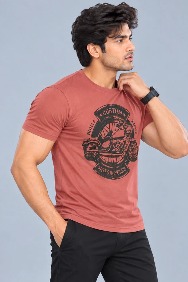 Men Printed Regular Fit Round Neck T-Shirt