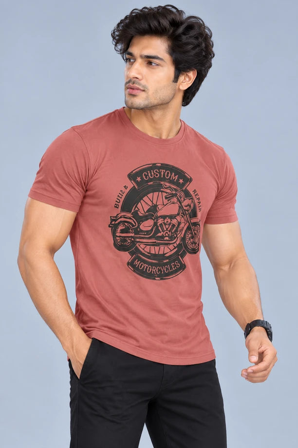 Men Printed Regular Fit Round Neck T-Shirt