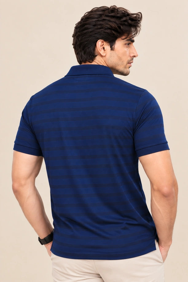 Men Striped Comfort Fit Polo T-shirt with CRAZY