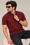 Men Striped Comfort Fit Polo T-shirt with CRAZY