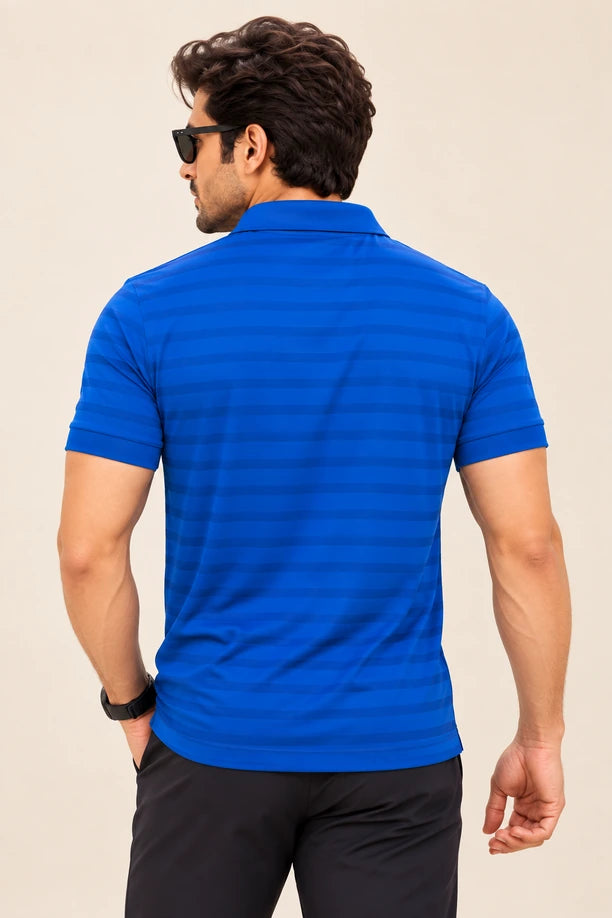 Men Striped Comfort Fit Polo T-shirt with CRAZY