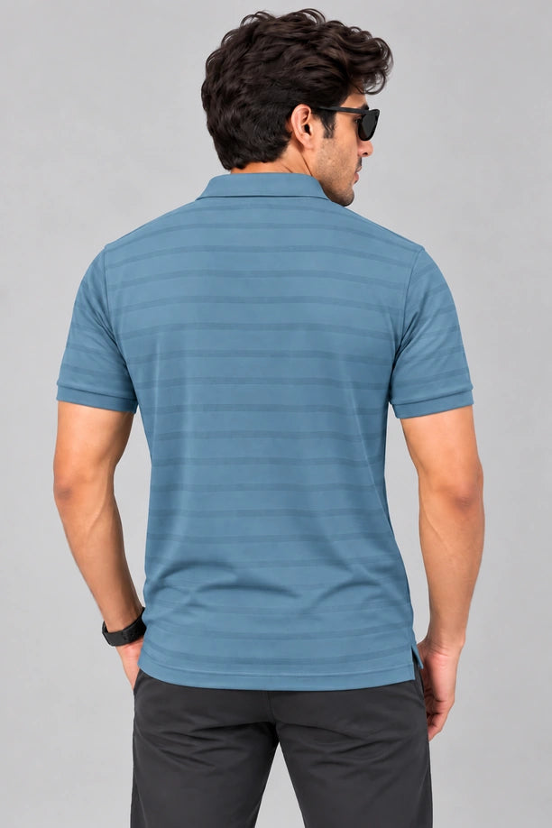 Men Striped Comfort Fit Polo T-shirt with CRAZY