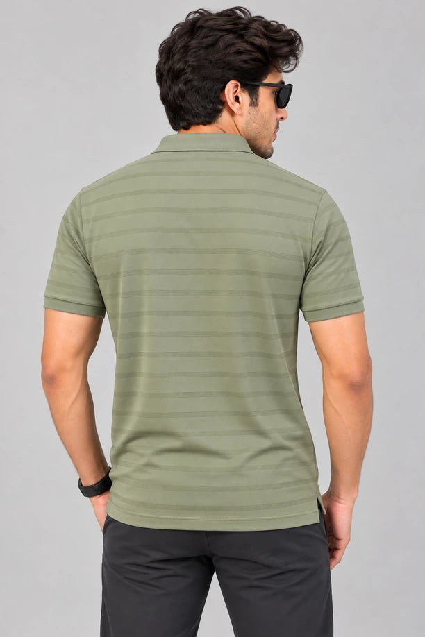 Men Striped Comfort Fit Polo T-shirt with CRAZY