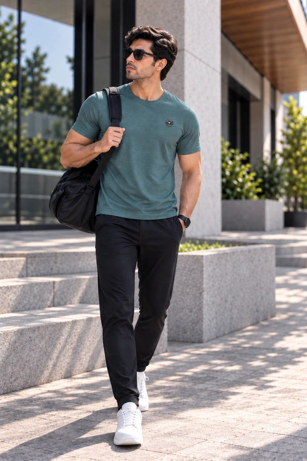 Men Slim Fit Crew Neck Tee