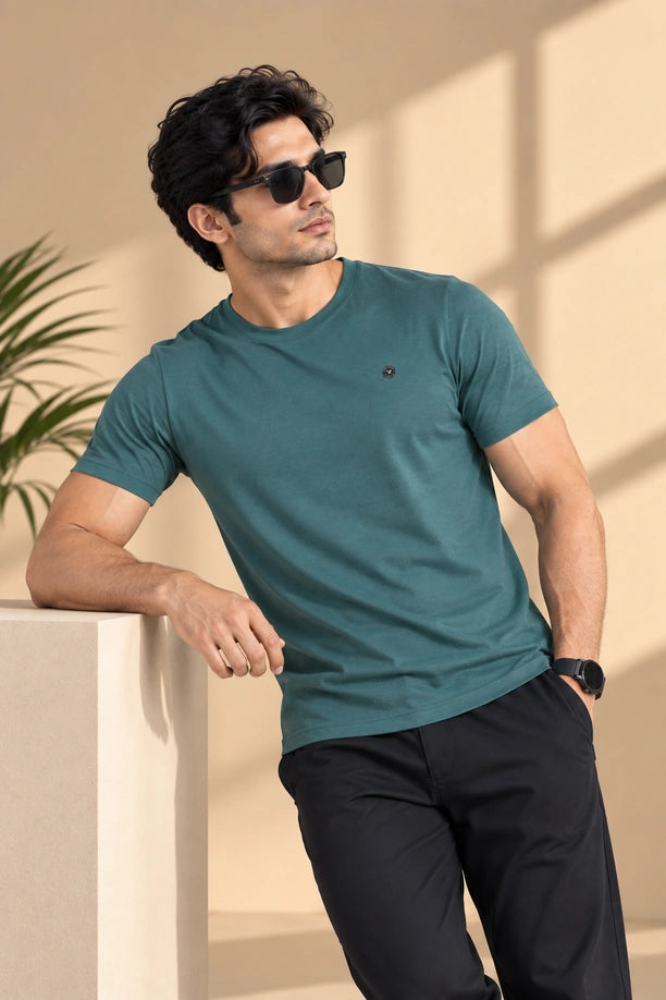 Men Slim Fit Crew Neck Tee
